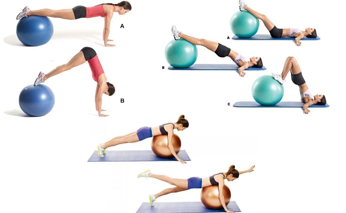 Effective exercises for the prevention of osteochondrosis of the spine on fitball